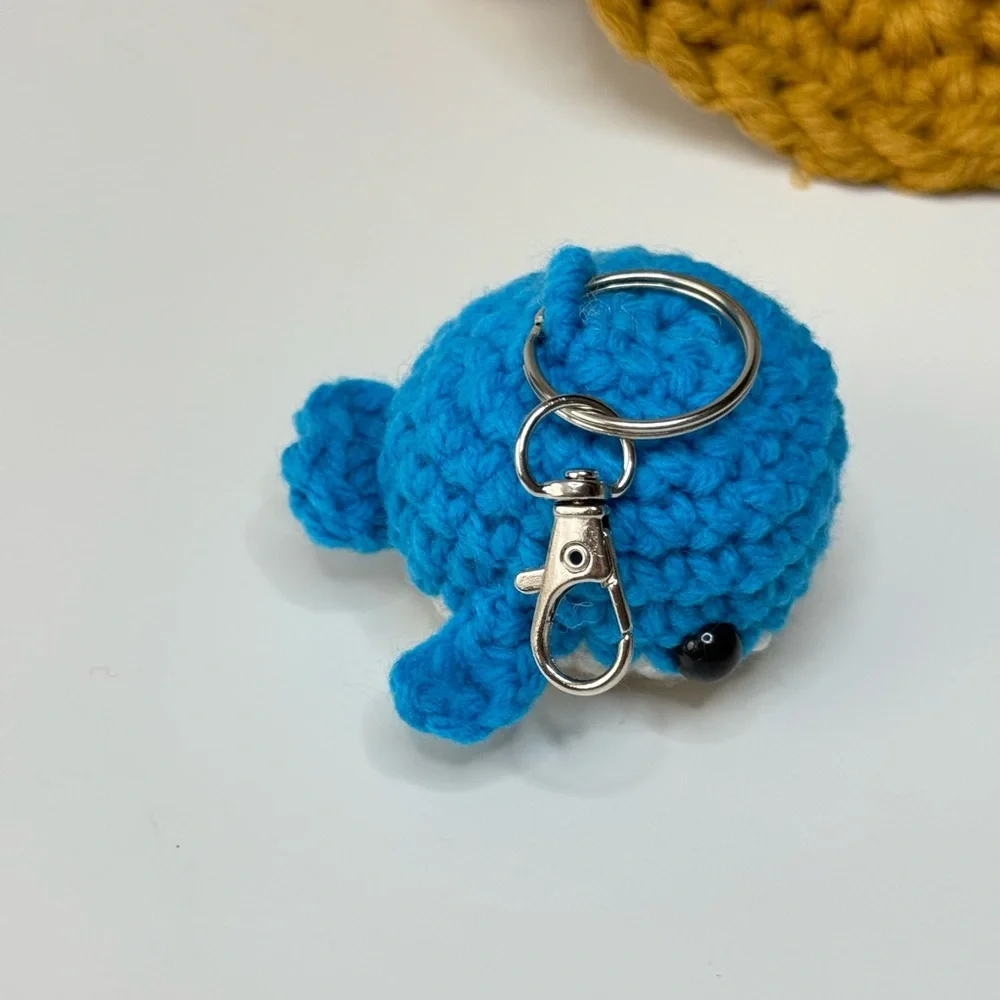 Handcrafted Blue Crochet Whale Keychain